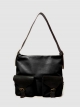 Leather shoulder bag with two front pockets